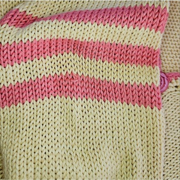Vintage Crochet Knit Floral Stripe Pink Coquette Button Down Cardigan Sweater M - Picture 10 of 14